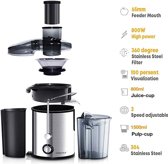 Extractor de jugo de acero inoxidable