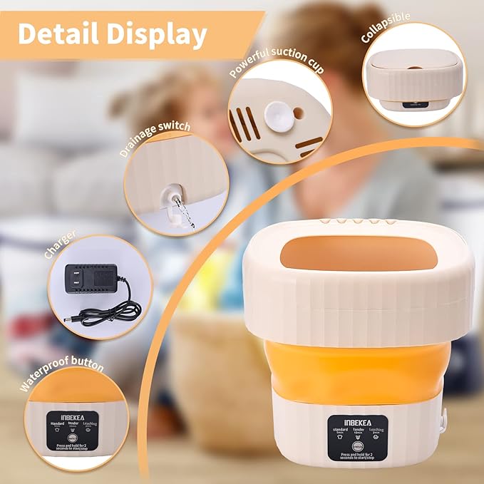 mini lavadora plegable de tres funciones, limpieza profunda
